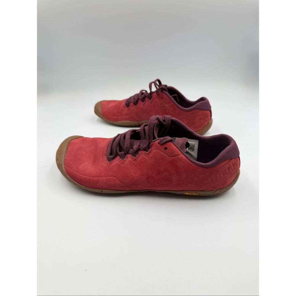 Merrell Vapor Glove 3 Luna Leather Barefoot Shoes Womens Size 7.5 Maroon Vibram